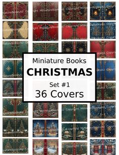 christmas book covers with the title'miniature books christmas set 1'in different colors