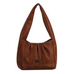 a brown leather purse on a white background