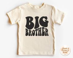 Big Brother Shirt, Big Brother Announcement, Big Brother Toddler Shirt, Sibling Natural Infant, Pregnancy Reveal Shirt, Cute Vintage Kid Tee Luxury baby clothing series made of 100% organic cotton. The loose fit and softness of the cotton gives you freedom of movement. Extremely soft and comfortable clothes made of 100% certified pure organic cotton, the production of which does not pollute the environment. Products with uncompromising high quality and style that creates a feeling of comfort and Babe Shirt, Big Brother Shirt, Retro Baby, Brother Shirts, Big Sister Shirt, Sister Shirts, Toddler Tees, Big Sister, Boys Shirts