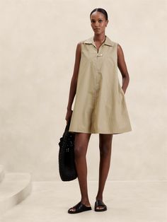 Poplin Mini Dress | Banana Republic Factory Summer Work Wardrobe, Banana Dress, Summer Linen Dresses, Essential Dress, Poplin Dress, Banana Republic Factory, Banana Republic Dress, Work Wardrobe, Linen Women