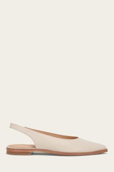 Kenzie Slingback Flat for Women | The Frye Company Classic Cream Slingback Pumps For Work, Beige Leather Flat Slingback Sandals, Beige Flat Leather Slingback Sandals, Chic Everyday Slingback Pumps With Removable Insole, Classic Flat Slingback Pumps For Summer, Chic Cream Slingback Pumps With Flat Heel, White Leather Flat Slingback Pumps, Leather Slingback Pumps For Everyday, Elegant Everyday Leather Slingback Pumps