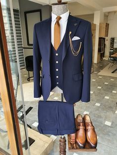 Navy Blue Suit Men, Menswear Details, Blue Suit Men, Blue Suit Wedding, Pants Gift, Dress Suits For Men, Navy Blue Suit, Navy Suit, Formal Outfits