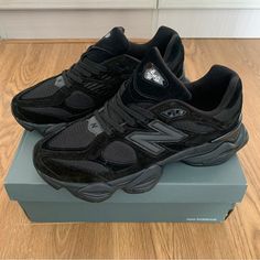 Brand:New Balance Size: Eu 43 (Men's 9.5) Color:Black U9060bpm Black 9060 New Balance, Black New Balance 9060, New Balance 9060 Castlerock, New Balance Shoes Black, All Black New Balance, Bulky Shoes, 9060 New Balance, New Balance 9060 Black, Black New Balance Shoes