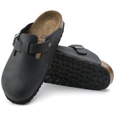 Boston Oiled Leather Birkenstock Clogs, Boston Clogs, Black Birkenstock, Birkenstock Men, European Shoes, Black Clogs, Birkenstock Boston, Black Oil, Birkenstock Madrid