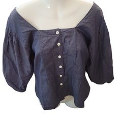 Top Medium, Nwt By Mellinnium. Color Is Called Dark Wash Denim. Style Is Button Front. Balloon Sleeves. Square Neck, Stretch Back Smocking. Front Has Peplum Design. Peasant Boho Style. 100% Cotton. Inv6249. Approximate Measurements: Pit To Pit = 1 7", Waist =16", Length = 22". Nwt Spring Blue Top With Back Button Closure, Blue Tops With Back Button Closure For Spring, Blue Top With Back Button Closure For Spring, Blue Buttoned Denim Top For Day Out, Blue Denim Top With Buttons For Day Out, Denim Top With Buttons For Day Out, Spring Denim Blue Tops With Buttons, Denim Blue Tops With Buttons For Spring, Elegant Summer Denim Tops