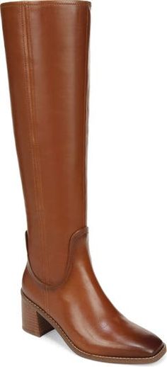 Free shipping and returns on 27 EDIT Naturalizer Edda Knee High Boot at Nordstrom.com. A stretchy back panel lends easy wear to an equestrian-inspired boot balanced by a squared-off toe and stacked block heel. Wide Calf, Easy Wear, Christmas List, Knee High Boots, Equestrian, Knee High, Block Heels, Womens Boots, Nordstrom