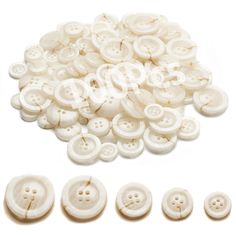 white plastic buttons on a white background