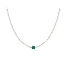 Jenny Emerald Diamond Necklace-Princess Jewelry Shop Luxury White Gold Emerald Diamond Necklace, Luxury White Gold Emerald Necklace With Brilliant Cut, Elegant White Gold Emerald Necklace With Brilliant Cut, Luxury White Gold Brilliant Cut Emerald Necklace, Formal Single Strand Emerald Necklace, Elegant Emerald Diamond Cut Necklace, Elegant White Gold Emerald Necklace With Diamonds, Formal White Gold Tennis Necklace With Gemstone, Luxury White Gold Emerald Necklace With Cubic Zirconia