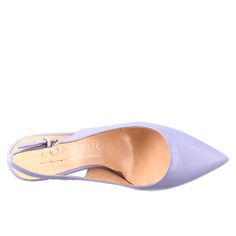 Women's décolleté in wisteria-colored leather

Heel height 9cm

Soft leather lining

Padded insole

Leather sole

Made in Italy

Composition:
 Upper: 100% Leather
 Lining: 100% Leather
 Bottom: 100% Leather
 Insole: 100% Leather Feminine Leather Court Shoes With Padded Heel, Feminine Leather Heels With Sculpted Heel, Feminine Leather Heels With Heel Strap, Purple Low Heel Shoes With Strap, Purple Low Heel Heels With Heel Strap, Lavender Round Toe Heels For Evening, Leather Open Heel Court Shoes With Deep Heel Cup, Feminine Heels With Deep Heel Cup And Open Heel, Purple Heels With Sculpted Open Heel