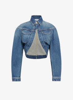 Alaia Jacket, Diy Clothes Projects, Denim Jacket Fashion, Simple Fits, Chic Leather, Cropped Denim Jacket, Shirt Collar, Stylish Fashion, Diy Clothes