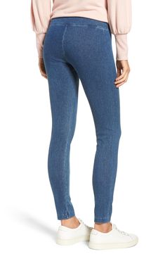 The look of your favorite skinny jeans meets the comfort of stretchy leggings, while a high waist adds just the right amount of control and a perfect fit. Pair them with loungewear on the weekends or dressier pieces for a night out on the town. 28" inseam; 9" leg opening; 11" front rise; 15" back rise (size Medium) Pull-on style 95% cotton, 5% spandex Machine wash, line dry Imported Hosiery Stretch High Rise Pull-on Pants, Stretch Denim Pull-on Jeans, Stretch Mid-rise Cotton Jeggings, Versatile Stretch Cotton Jeans, Fitted Pull-on Style Leggings With Straight Leg, Versatile Stretch Jeans For Fall, Versatile Straight Leg Jeggings For Everyday, Versatile Straight Leg Pull-on Leggings, Stretch Elastane Tapered Leg Jeans