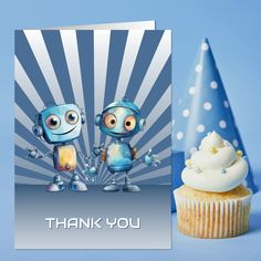 Send a heartfelt thank you card to truly express your gratitude for helping you celebrate your little one’s 1st birthday. Blue Robot, Robot Theme, Birthday Thank You, Little One, Gratitude