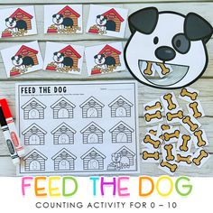 feed the dog counting activity for 1 - 10 with free printable cards and markers