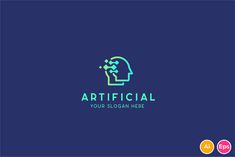 the logo for artificial is shown on a dark blue background