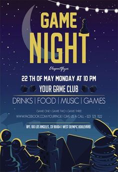 the game night flyer is shown