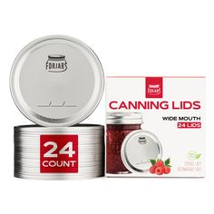 two tins of canning lids next to each other on a white background with the lid open