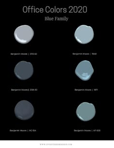 the color scheme for office colors in blue and gray, with different shades to choose from