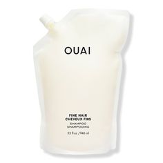 32.0 oz (Refill) Fine Hair Shampoo - OUAI | Ulta Beauty Fine Hair Shampoo, Best Shampoo And Conditioner, Shampoo For Fine Hair, Best Shampoo, Good Shampoo And Conditioner, Flat Hair, Acetic Acid, Best Shampoos, Hair Thickening