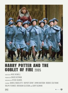 the poster for harry potter and the goblet of fire is shown in blue