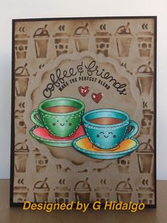 a card with two coffee cups on it