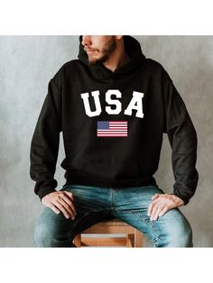 80 oz; 50% cotton, 50% polyester (Fabric composition may vary by color)
Two-ply hood with grommets, dyed-to-match drawcord & low-pill fleece
Double needle stitching; Pouch pocket; Unisex sizing
Care: Machine wash cold; Tumble dry lowUSA Flag Sweatshirt, USA Unisex Sweatshirt, America USA Flag Sweatshirt, American Flag Hoodie, July 4th Shirt, Forth Of July,Patriotic Shirt Black Casual  Long Sleeve  Colorblock,Geometric,Letter,Flag    Men Clothing, size features are:Bust: ,Length: ,Sleeve Length: Hooded Cotton T-shirt For Sports, Cotton Hoodie For Sports Events, Cotton Sportswear Hoodie, Winter Hooded T-shirt With Letter Print, Winter Cotton Hooded T-shirt, Pre-shrunk Cotton Long Sleeve Hoodie, Cotton Long Sleeve Pre-shrunk Hoodie, Cotton Fan Apparel Hoodie With Letter Print, Cotton Hoodie With Letter Print For Sports Season