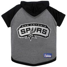 NBA San Antonio Spurs Hooded Pets T-Shirt - XS Black Hooded T-shirt For Sports, Hooded Tops With Team Logo For Fans, Hooded Graphic Print T-shirt For Fans, Hooded Tops With Team Logo For Fan Gear, Hooded Cotton T-shirt For Sports, Hooded T-shirt With Graphic Print For Fans, Hooded Fan Apparel Tops With Team Name, Moisture-wicking Cotton Hooded Top, Sports Team Logo Hooded Top