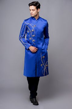 Brand new and high-quality Vietnamese traditional Ao Dai for men This set includes the Ao Dai and shipping with no pants. Fitted Bandhgala With Traditional Drape For Spring, Traditional Blue Sherwani For Spring, Blue Sherwani For Spring Festivities, Spring Blue Traditional Sherwani, Blue Sherwani For Spring Festive Occasions, Designer Fitted Sherwani For Spring, Blue Sherwani For Festive Spring Occasions, Fitted Sherwani For Festive Spring Occasions, Spring Festive Fitted Sherwani