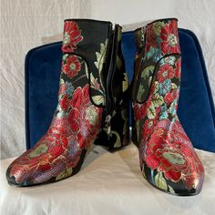 Marc Fisher Jana Black Floral Embroidered Boots. Size 10 M Beautiful Colors With Hints Of Gold, Square Heel. Never Used, Please Review Pictures For Additional Details. Spring Floral Embroidered Closed Toe Boots, Spring Floral Embroidery Closed Toe Boots, Pink Embroidered Round Toe Boots, Pink Embroidered Boots For Spring, Pink Embroidered Spring Boots, Multicolor Floral Embroidered Round Toe Boots, Multicolor Floral Embroidery Boots With Round Toe, Party High Heel Embroidered Boots, Spring Floral Embroidered Multicolor Boots