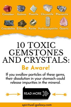 Some crystal elixirs use toxic gases. In addition, some gems have no known toxicity but are still soluble in acids that can harm the body. Here are 10 toxic gemstones you should be aware of! Gem Water, Human Lungs, Stomach Acid, Medical Help, Daily Meditation, Cardiovascular Disease, Be Aware