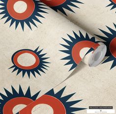 an abstract wallpaper with red, white and blue designs on it's surface