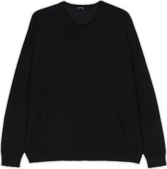 Elegant Black Sweater With Ribbed Cuffs, Black Long Sleeve Fine Knit Sweater, Black Crew Neck Sweater With Ribbed Collar, Black Merino Wool Crew Neck Sweater, Cashmere Tops With Ribbed Crew Neck, Cashmere Tops With Ribbed Collar And Crew Neck, Cashmere Tops With Ribbed Cuffs And Long Sleeves, Black Merino Wool Sweater For Layering, Classic Black Sweater With Ribbed Cuffs