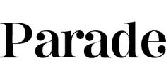 the word parade written in black on a white background