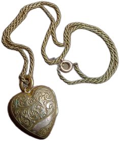 Vintage Necklaces For Valentine's Day Memorial, Vintage Necklace For Valentine's Day Memorial, Vintage Heart Necklace With Antique Finish, Vintage Heart Necklace For Memorial, Engraved Heart Necklace For Collectors, Vintage Heart-shaped Engraved Necklaces, Victorian Medallion Locket Necklace With Heart Charm, Vintage Heart-shaped Engraved Necklace, Antique Heart-shaped Engraved Necklace