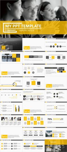 an image of a yellow and black web page with the words my ppt template on it