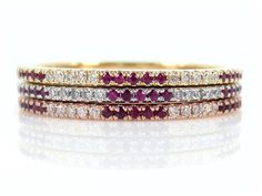 Introducing our Zebra diamond and ruby eternity bands collection. Listing includes set of three bands total. • 18K White Gold Diamond & Ruby Eternity Band • 18K Yellow Gold Diamond & Ruby Eternity Band • 18K Rose Gold Diamond & Ruby Eternity Band Based on ring size 6.5, each band is 3 Trio, Ruby Eternity Band, Gold Wedding Bands, Stack Rings, Dirty 30, Stacking Bands, Gold Wedding Band, Oct 30, Rose Gold Diamonds