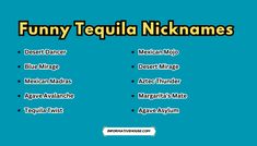 funny tequila names and their meanings in the style of mexican food, including margaritas