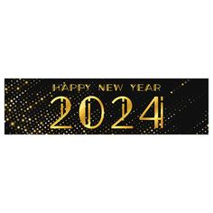 a black and gold happy new year banner