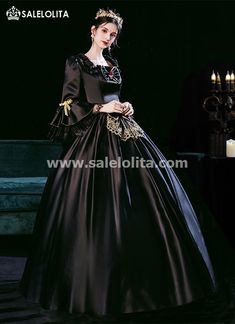 Halloween Balck Queen Vampire Gothic Masquerade Dress Theater Costume Vampire Dresses, Full Sleeve Dresses, Victorian Masquerade, Gothic Masquerade, Dresses Queen, Queen Vampire, Masquerade Party Dresses, Masquerade Dress, Marie Antoinette Dresses