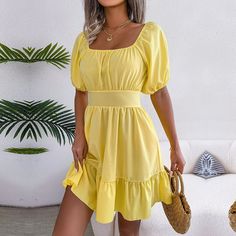 Description：DressBetty - Solid Color Backless Tie Ruffle Dress Size: S, Bust: 86-92 cm, Length: 85 cm, Shoulder: / cm, Sleeve: 29 cm, Waist: 70 cm Size: M, Bust: 90-96 cm, Length: 86 cm, Shoulder: / cm, Sleeve: 30 cm, Waist: 74 cm Size: L, Bust: 94-100 cm, Length: 87 cm, Shoulder: / cm, Sleeve: 31 cm, Waist: 78 cm Size: XL, Bust: 98-104 cm, Length: 88 cm, Shoulder: / cm, Sleeve: 32 cm, Waist: 82 cm Elegante Casual, Backless Mini Dress, Sleeves Clothing, Weave Style, Daily Dress, Vestido Casual, Medan, Tiered Dress, Casual Elegance