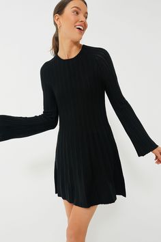 Black Adi Knit Dress Closet Needs, Cocktail Attire, Weekend Wear, Office Fashion, Day Dresses, Fit And Flare, Knit Dress, Round Neckline, Clothes For Sale