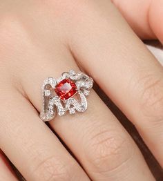 •Condition: Brand new•Center Stone: Natura Red Spinel from Burma, 1.1ct•Side Stone: Natural white diamond, round cut (VS1 clarity and F color)•Ring Weight: 5.85g (depend on the ring size)•Metal Purity: Optional Each piece is made-to-order with care and special attention to detail. all items are made with conflict-free diamonds and gems.Size: made to orderThe item will be gift wrapped and shipped.---------------------------------------------------------Available in :14k Rose or Yellow Gold, White Luxury Red Jewelry For Proposal, Red Luxury Jewelry For Proposal, Exquisite Ruby Ring Diamond As Gift, Exquisite Ruby Ring With Diamond For Gift, Elegant Red Sapphire Ring With Brilliant Cut, Luxury Red Sapphire Wedding Ring, Red Sapphire Ring With Halo Setting For Wedding, Red Sapphire Ring With Brilliant Cut, Red Sapphire Ring With Accent Stones