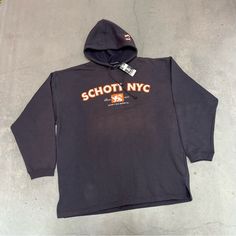 Vintage Schott Nyc Embroidered Pullover Hoodie Sweatshirt Tagged Size L Condition Is New With Flaws -9.5/10 Some?Fading, & Marks Measurements Pit To Pit 26” Top To Bottom 30.5” All Items Are Sold As Is And And Are Mostly Pre-Loved Pieces So Expect Some General Wear. I Do My Best To Describe Any Major Defects/Flaws In A Piece; Or Take Pictures Of The Defect. As Well As I Occasionally Miss Flaws And Make Mistakes On Seizing So Please Look At Pictures Or Message Me To Confirm Actual Size. Finally I Oversized Streetwear Sweater With Embroidered Logo, Oversized Sweater With Embroidered Logo For Streetwear, Urban Long Sleeve Hoodie With Embroidered Logo, Long Sleeve Fleece Hoodie With Logo Print, Fleece Long Sleeve Hoodie With Logo Print, Fleece Hoodie With Logo Print, Fall Streetwear Hoodie With Embroidered Logo, Hoodie Sweatshirt With Embroidered Logo For Streetwear, Urban Long Sleeve Hoodie With Logo Print