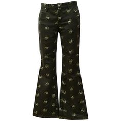 1980s Moschino Jeans Green Flowers embellished Pants Totally made in italy in italian size range 40 Composition: Cotton Moschino Jeans, One Clothing, Green Flowers, Jeans Pants, Moschino, Pajama Pants, Lookbook, In Italy, Composition