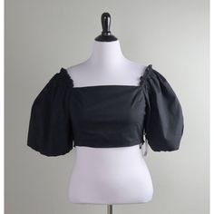 Nwt Retail $405 Solid Black Puff Sleeve Smocked Top By: Jason Wu Size: Large Material: 96% Cotton, 4% Spandex. Lining: 97% Polyester, 3% Cotton. Machine Wash. Condition: Brand New With Tags. No Known Flaws. Measurements: Length: 15" Bust: 34" Hips: 30" Sleeve Length: 14" Chiffon Sleeveless Top, Tie Sleeve Blouse, Jacquard Blouse, Gold Blouse, Pleated Sleeves, Floral Peplum, Smocked Top, Sweatshirt Short Sleeve, Tie Front Blouse