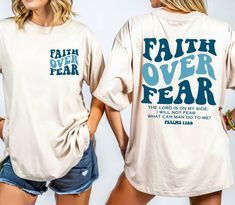 Comfort Colors® Faith Over Fear Christian Shirt, Aesthetic Christian Noel Shirt, Trendy Religious Shirt,Jesus Christmas Shirt,Church Shirt,Baptism Tee,Faith   Comfort Colors T-Shirt Our Comfort Colors t-shirts are made for ultimate relaxation, with a soft, vintage feel that gets even better with time. These garment-dyed tees are crafted from premium 100% ring-spun cotton. **Features - 100% ring-spun cotton for softness 💫 - Garment-dyed for a unique, lived-in look 🎨 - Relaxed unisex fit for all Vintage Christian Shirts, Unisex Christian Tee Shirts, Christian Oversized Tee, Jesus Christmas Shirt, Faith Based Tshirt Designs, Cotton T-shirt With Faith Text Print, Church Shirt, Christmas Jesus, Faith Over Fear