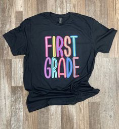 Gildan softstyle youth shirt. 100 percent cotton. Perfect back to school shirt. We also have adult sizes available. Back To School T-shirt With Heat Transfer Vinyl, Black T-shirt For Back To School, Fun T-shirt With Text Print For Back To School, School Spirit T-shirt With Text Print For School Events, Black T-shirt With Heat Transfer Vinyl For School, Black Crew Neck T-shirt For Back To School, Short Sleeve T-shirt For School Events In Summer, Black T-shirt For Back To School Events, Fun Letter Print T-shirt For End Of School Year