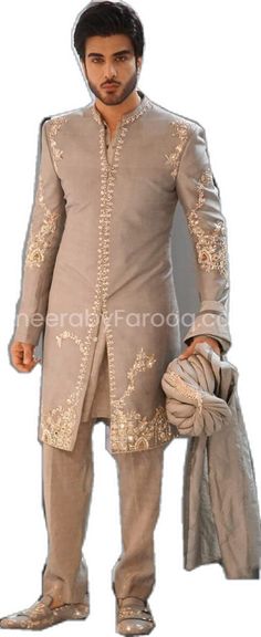 Zardozi Work, Sherwani For Men, Stylish Design, Latest Design, Gray Color, Grey, Color, Design