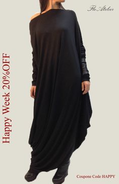 Black Asymmetrical Tunic/ Long Sleeve Kaftan by FloAtelier on Etsy, $65.00 Plus Size Maternity Dress, Women Fashion Plus Size, Maternity Fashion Dresses, Kaftan Women, Plus Size Maternity Dresses, Plus Size Maternity, Loose Long Sleeve, Oversized Dress, Fashion Plus Size