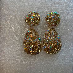 Women Fashion Trend Rhinestone Pendientes Bijoux Party Teardrop Crystal Clip-on Earrings, Party Teardrop Clip-on Crystal Earrings, Yellow Crystal Earrings For Party, Yellow Rhinestone Jewelry For Party, Yellow Rhinestone Party Jewelry, Crystal Teardrop Clip-on Earrings For Party, Yellow Drop Clip-on Earrings For Party, Gold Jeweled Crystal Earrings For Evening, Elegant Yellow Crystal Earrings For Party