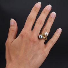 Pearl Ring Design, Tahitian Pearl Ring, Pearl Gray, Vintage Cocktail Ring, Gold Eagle, Eagle Head, Pearl Diamond, Pearl Grey, Yellow Gold Ring